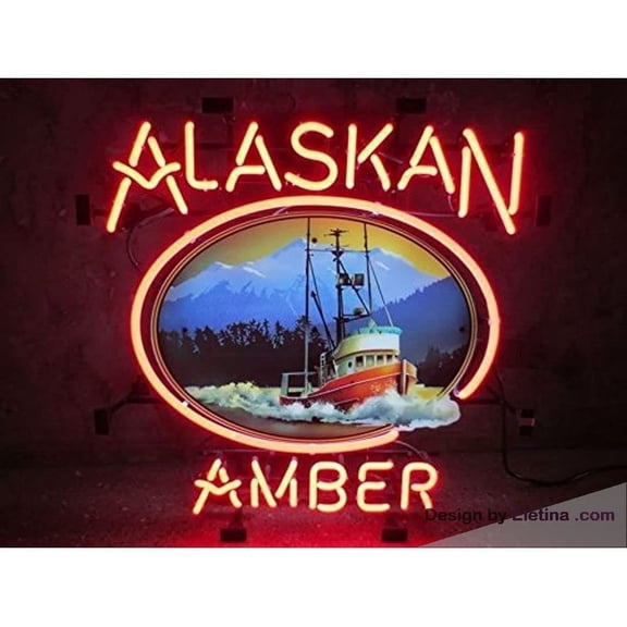 Neon Signs for Wall Decor 16x20inch Alaskan Brewing Company Amber Sign (varioussizes) Beer Bar Pub Man Cave Business Led Lamp Light Neon Tubing16x20inch