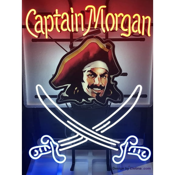 Neon Signs for Wall Decor 16x20inch Captains Morgans Rum Sign Light Hd Vivid Printing Technology Man Cave Beer Bar Pub Handmade Real Led Tube Lamp Nt07 Neon Tubing16x20inch