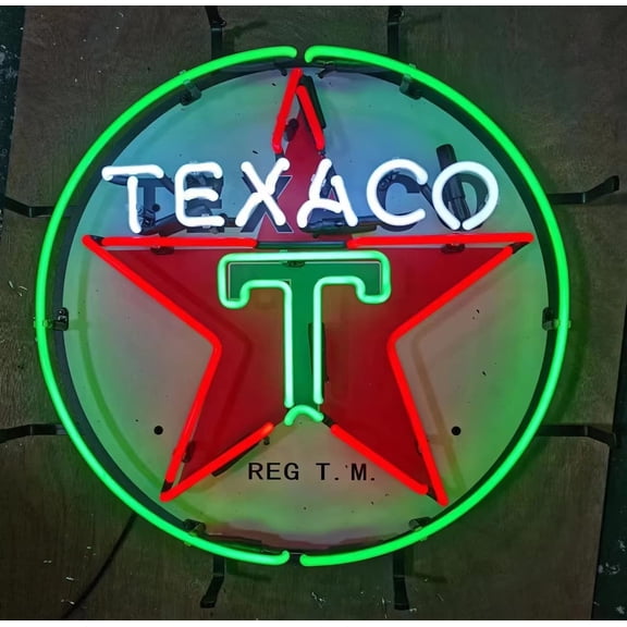 Neon Signs for Wall Decor 16x20inch Texaco Gasoline Motor Oil Gas Station Sign Light Lamp Hd Vivid Printing Tech Beer Pub Bar Handmade Man Cave Hv10 Neon Led Tubing16x20inch