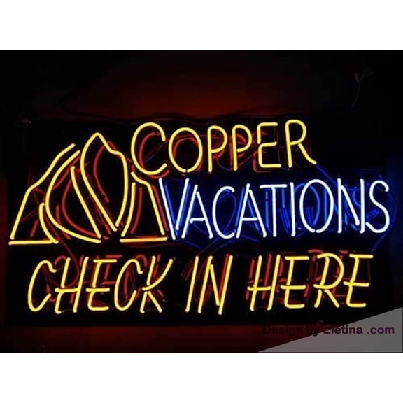 Neon Signs for Wall Decor Beer Bar New inin Copper Vacations Check In Here Sign (multiple Man Cave Sports Bar Pub Beer Lights Lamp Led Light D Neon Tubing16x20inch