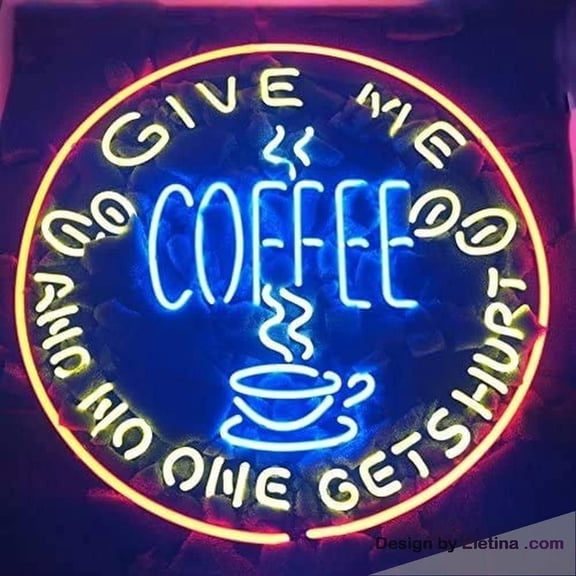 Neon Signs for Wall Decor Beer Bar New inin Give Me Coffee And No One Gets Hurt Sign (multiple Man Cave Sports Bar Pub Beer Lights Lamp Led Light D Neon Tubing16x20inch