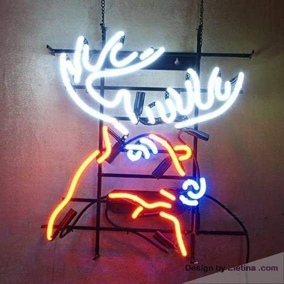 Neon Signs for Wall Decor Beer Bar New inxin Outdoors Deer Elk Milu Moose Head Sign (various Sizes) Beer Bar Pub Man Cave Business Led Lamp Light Db Neon Tubing16x20inch