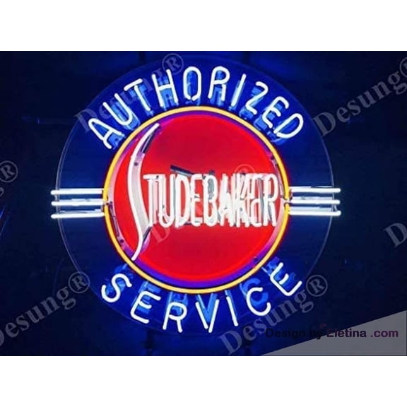 Neon Signs for Wall Decor Beer Barinin Studebaker Authorized Service Sign Light Lamp Hd Vivid Printing Tech Beer Pub Bar Handmade Man Cave Hv Neon Led Tubing 15x17inch