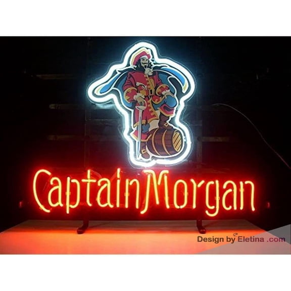 Neon Signs for Wall Decor Captain Morgans Pirate Real Led Light Sign Home Beer Bar Pub Recreation Room Game Room Windows Garage Sign Neon Tubing16x20inch
