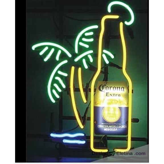 Neon Signs for Wall Decor Corona Extra Bottle Gift Real Led Beer Bar Pub Party Shop Store Recreation Room Home Windows Display Handcraft Light 16x20inch Inch,multicolor Neon Tubing16x20inch