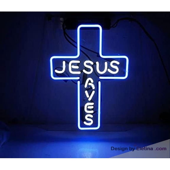 Neon Signs for Wall Decor Jesus Saves Light Sign Handmade Real Led Tube Beer Bar Pub Party Window Display Home Bedroom Garage Ation Neon Tubing16x20inch