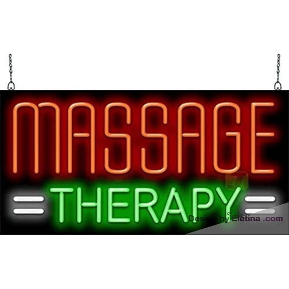 Neon Signs for Wall Decor Massage Therapy Sign - " Wide " High - Red & Green Letters With White Accent Lines - Real, Quality Hand Bent Neon Led Tubing16x20inch