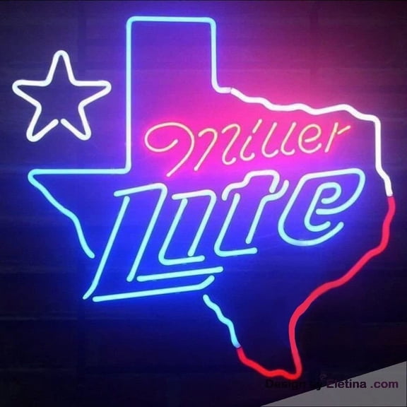 Neon Signs for Wall Decor New 16x20inch Millers Lite Texas Lone Stars Sign Man Cave Sports Bar Pub Beer Lights Lamp Led Light Kc09 Neon Tubing16x20inch