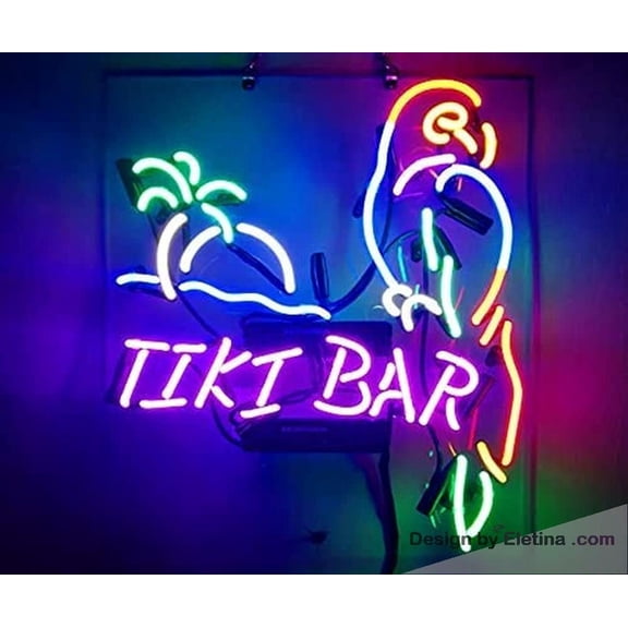 Neon Signs for Wall Decor Tiki Bar Parrot Beer Light Sign Handmade Real Led Tube Beer Bar Pub Party Window Display Home Bedroom Garage Ation X Neon Tubing16x20inch