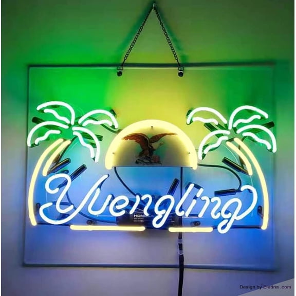 Neon Signs for Wall Decor Yuengling Palm Tree Real Led Beer Bar Pub Party Store Shop Recreation Room Home Room Window Display Light 16x20inch Inch Neon Tubing16x20inch