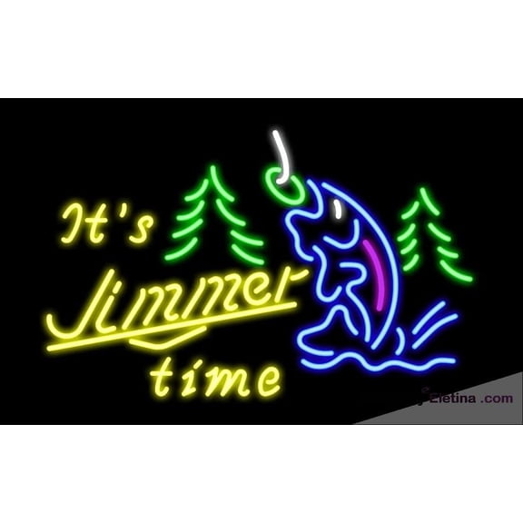 Neon Signs for Wall Decor 15x17inch It's Jimmer Time Fish Sign Light Man Cave Bar Pub Beer Gift Lamp A124ijtf Neon Led Tubing