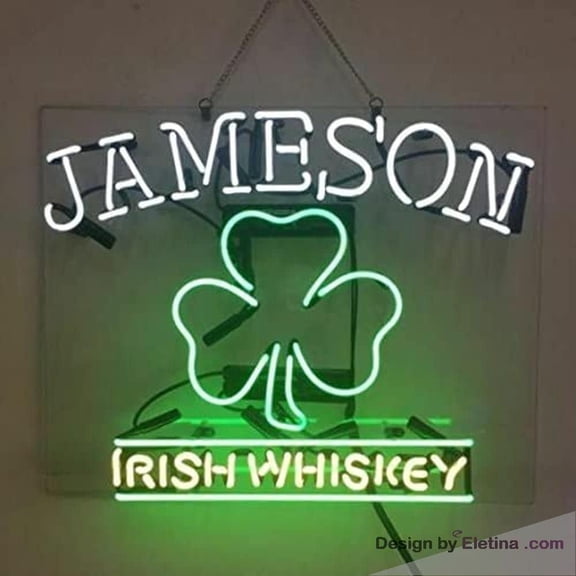 Neon Signs for Wall Decor 15x17inch Jamesons Irish Whiskey Clover Sign Acrylic Beer Pub Bar Handmade Light A120jiwca Neon Led Tubing 15x17inch