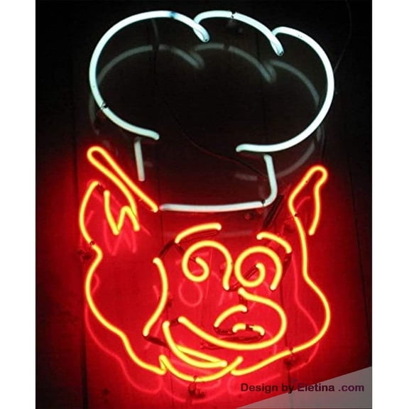 Neon Signs for Wall Decor 15x17inch Pig Chef Bbq Barbecue Sign (various Sizes) Beer Bar Pub Man Cave Business Led Lamp Light Neon Tubing 15x17inch