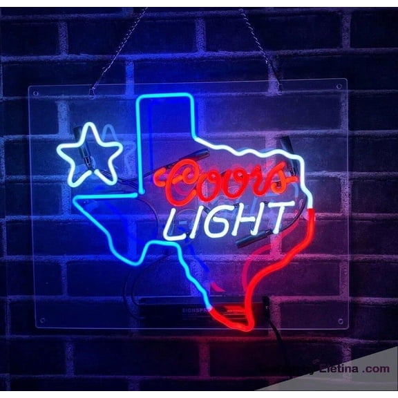 Neon Signs for Wall Decor 16x20 Coor Light Texas Lone Stars Sign Acrylic Pub Bar Handmade Light Neon Led Tubing16x20inch