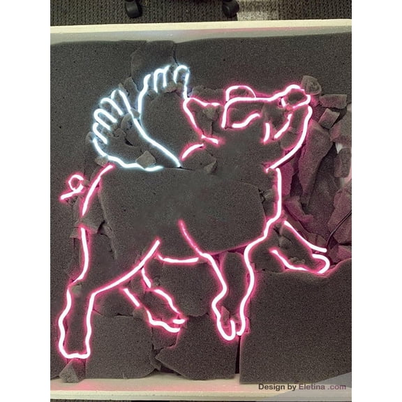 Neon Signs for Wall Decor 16x20 Flying Pig Sign Acrylic Pub Bar Handmade Light Neon Led Tubing16x20inch
