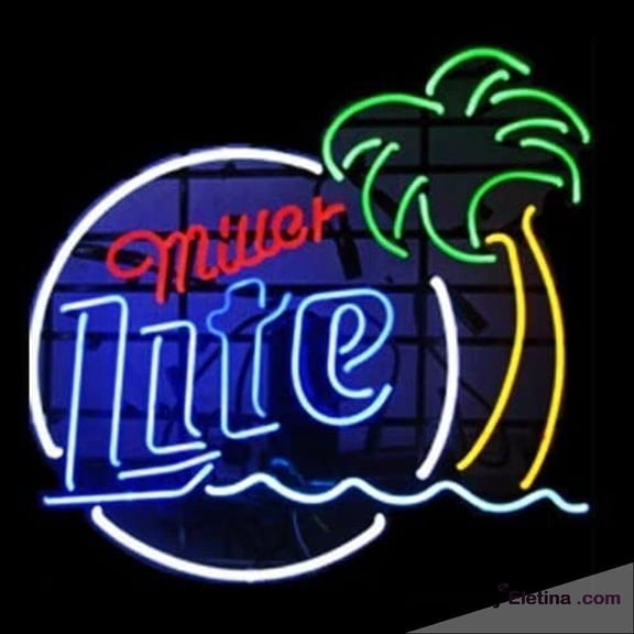 Neon Signs for Wall Decor 16x20 Millers Lite Palm Tree Sign Light Man Cave Bar Pub Beer Gift Lamp Neon Led Tubing16x20inch