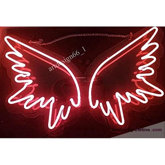 Neon Signs for Wall Decor 16x20inch Angel Wings Sign Acrylic Pub Bar Artwork Handcrafted Window Light Neon Led Tubing16x20inch