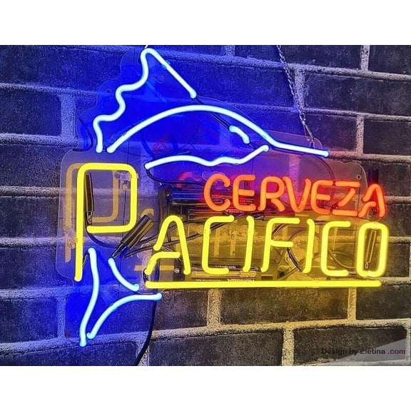 Neon Signs for Wall Decor 16x20inch Cerveza Pacificos Swordfish Sign Acrylic Beer Pub Bar Handmade Light A120cpsfa2 Neon Led Tubing16x20inch