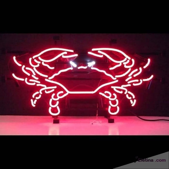 Neon Signs for Wall Decor 16x20inch Crab Seafood Sign Light Man Cave Bar Pub Beer Gift Lamp Neon Led Tubing16x20inch