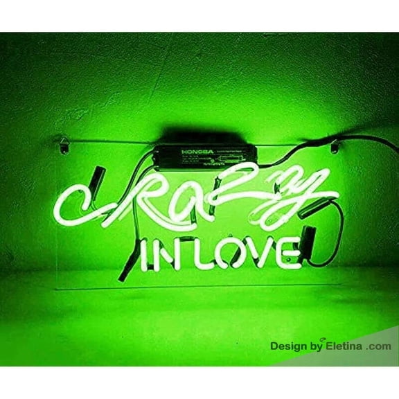 Neon Signs for Wall Decor 16x20inch Crazy In Love Sign Acrylic Window Pub Artwork Bar Handcrafted Light Neon Led Tubing16x20inch