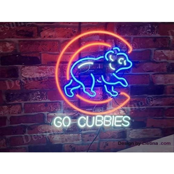 Neon Signs for Wall Decor 16x20inch Cubs Go Cubbies Sign Light Man Cave Bar Pub Beer Gift Lamp Neon Led Tubing16x20inch