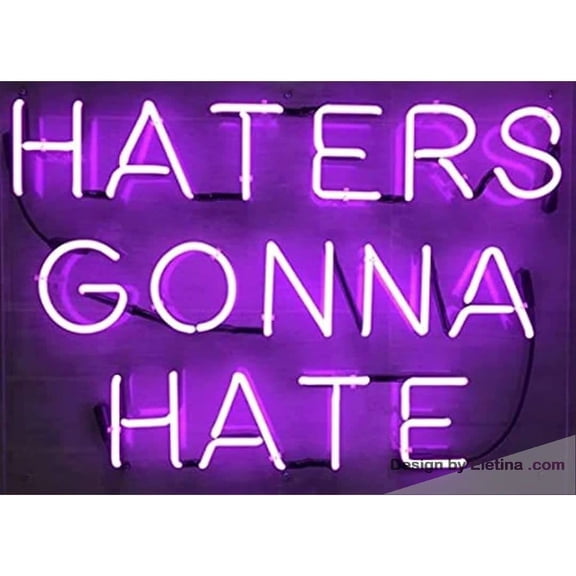 Neon Signs for Wall Decor 16x20inch Haters Gonna Hate Sign Acrylic Home Gift Artwork Light Neon Led Tubing16x20inch