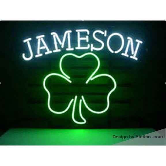 Neon Signs for Wall Decor 16x20inch Jamesons Whiskey Clover Sign Light Man Cave Bar Pub Beer Gift Lamp Neon Led Tubing16x20inch