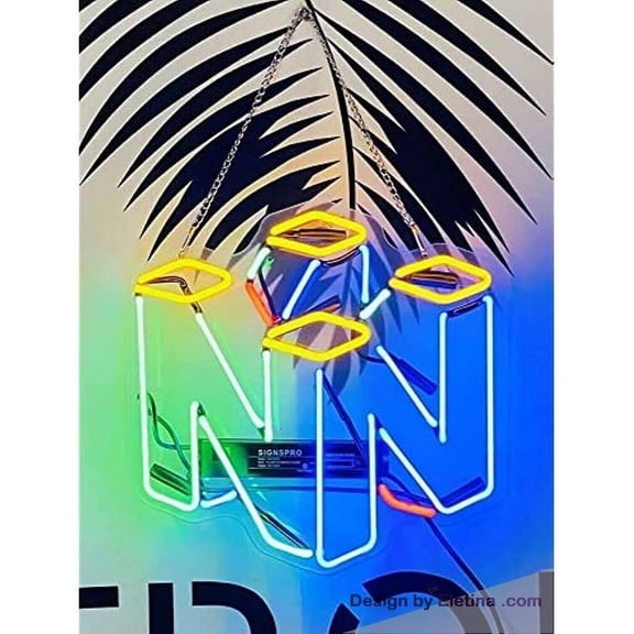 Neon Signs for Wall Decor 16x20inch Nintendos 64 Sign Acrylic Pub Bar Handmade Light Neon Led Tubing16x20inch