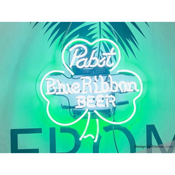 Neon Signs for Wall Decor 16x20inch Pabst Blue Ribbons Beer Clover Sign Acrylic Beer Pub Bar Handmade Light A120pbrbca2 Neon Led Tubing16x20inch