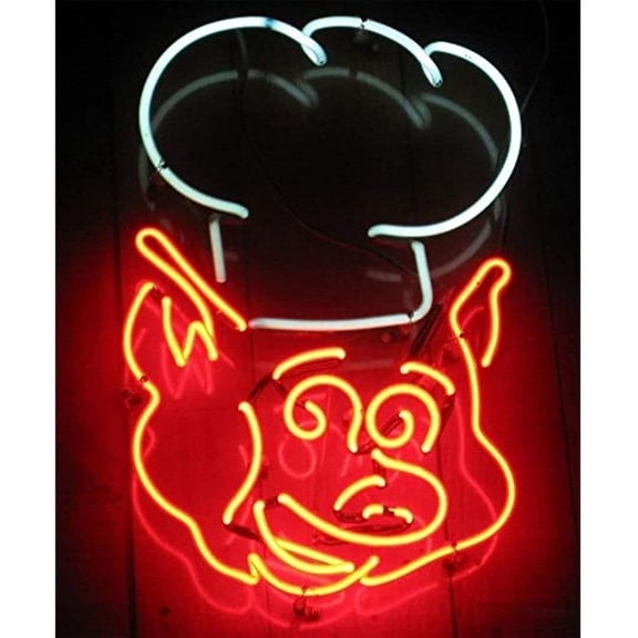 Neon Signs for Wall Decor 16x20inch Pig Chef Bbq Barbecue Sign (various Sizes) Beer Bar Pub Man Cave Business Led Lamp Light Neon Tubing16x20inch