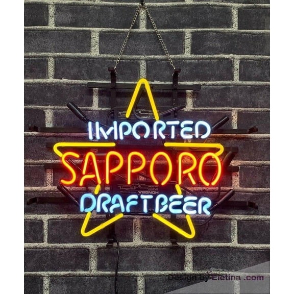 Neon Signs for Wall Decor 16x20inch Sapporos Imported Draft Sign Light Man Cave Bar Pub Beer Gift Lamp A117sidb Neon Led Tubing16x20inch