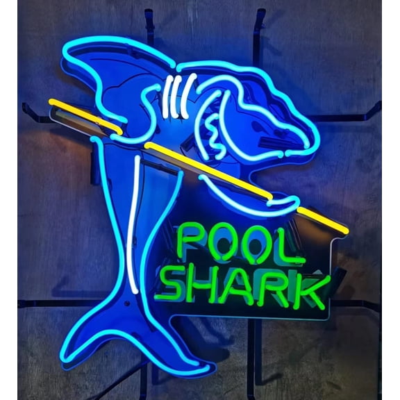 Neon Signs for Wall Decor 16x20inch Shark Pool Open Billiards Sign Light Man Cave Bar Pub Beer Gift Lamp Neon Led Tubing16x20inch