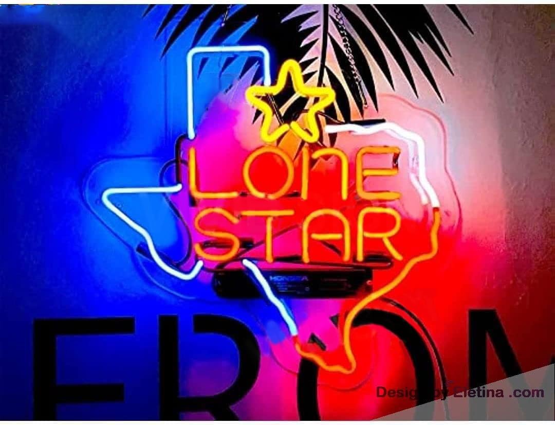 Neon Signs for Wall Decor 16x20inch Texas Lone Stars Sign Acrylic Beer ...