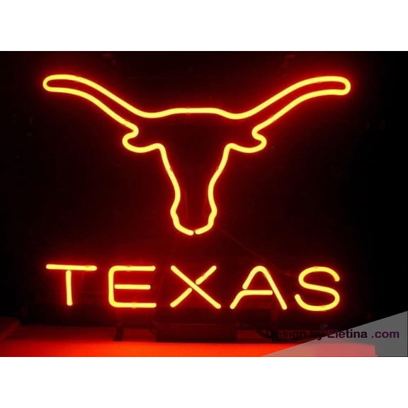 Neon Signs for Wall Decor 20 * 24 Texas Sports Team Longhorn Sign Light Man Cave Bar Pub Beer Gift Lamp Neon Led Tubing 15x17inch