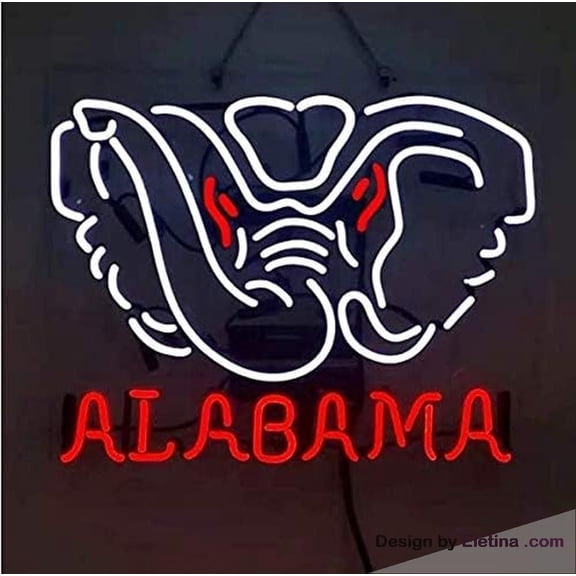 Neon Signs for Wall Decor Alabama Real Led Beer Bar Pub Party Store Shop Recreation Room Home Room Window Display Light Neon Tubing16x20inch