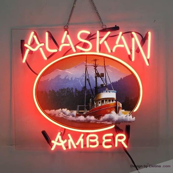 Neon Signs for Wall Decor Alaskan Amber Real Led Beer Bar Pub Store Party Room Window Display 15x17inch Inch Neon Tubing 15x17inch