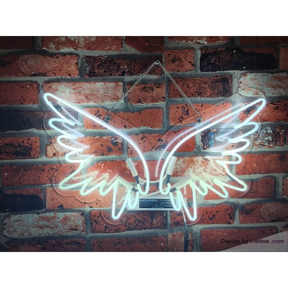 Neon Signs for Wall Decor Angel Wings Sign Acrylic With Dimmer Beer Pub Bar Handmade Light Aawwadim Neon Led Tubing16x20inch
