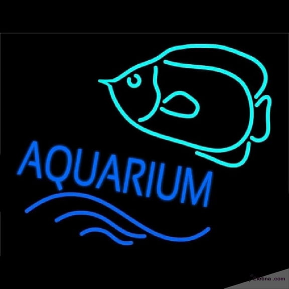 Neon Signs for Wall Decor Aquarium With Fish Logo Handmade Art Sign Neon Led Tubing16x20inch