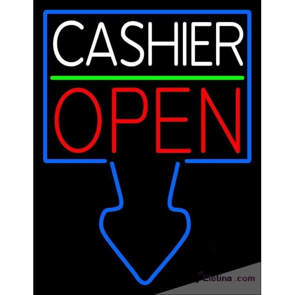 Neon Signs for Wall Decor Arrow Cashier Open Sign Neon Led Tubing16x20inch