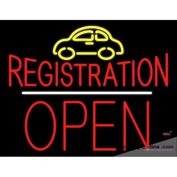 Neon Signs for Wall Decor Auto Registration Open Block White Line Handmade Art Sign Neon Led Tubing16x20inch