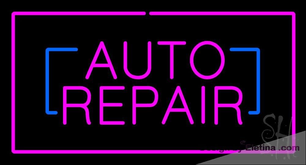 Led Auto Repair Sign Neon Signs for Wall Decor Auto Repair Rectangle Purple Sign Neon Led ...
