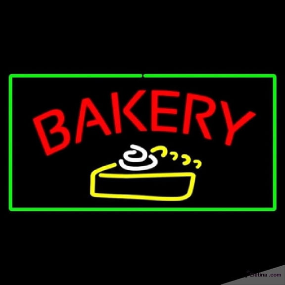Neon Signs for Wall Decor Bakery Logo Rectangle Green Handmade Art Sign Neon Led Tubing16x20inch