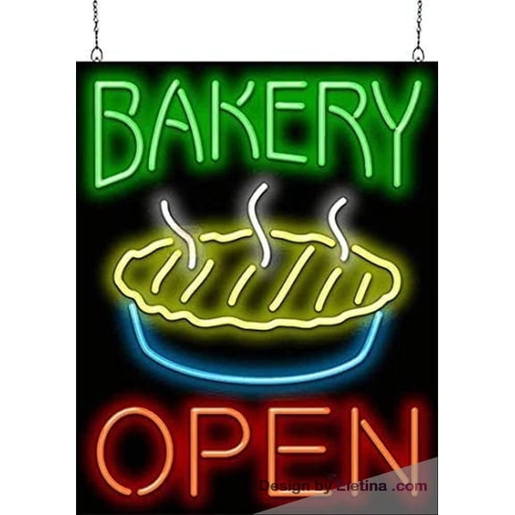 Neon Signs for Wall Decor Bakery Open With Pie Sign Neon Led Tubing 15x17inch