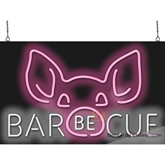 Neon Signs for Wall Decor Barbecue With Pig Face Graphic Sign Neon Led Tubing16x20inch