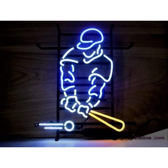 Neon Signs for Wall Decor Baseball Player Sign Light Man Cave Bar Pub Beer Gift Lamp Abp Neon Led Tubing16x20inch