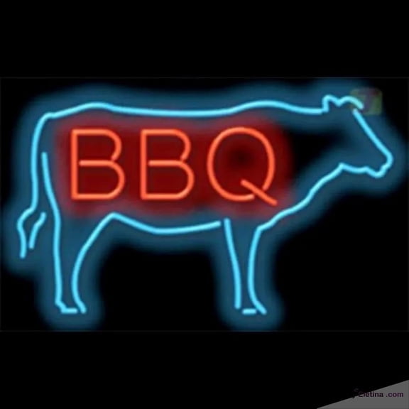 Neon Signs for Wall Decor Bbq Cow Handmade Art Sign Neon Led Tubing16x20inch