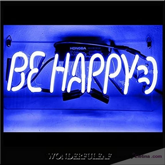 Neon Signs for Wall Decor Be Happy Sign Acrylic Handmade Artwork Pub Bar Light Neon Led Tubing16x20inch