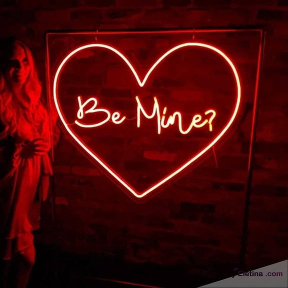 Neon Signs for Wall Decor Be Mine Heart Sign Light Lights Party Flex Lamp Flex Neon Led Tubing16x20inch