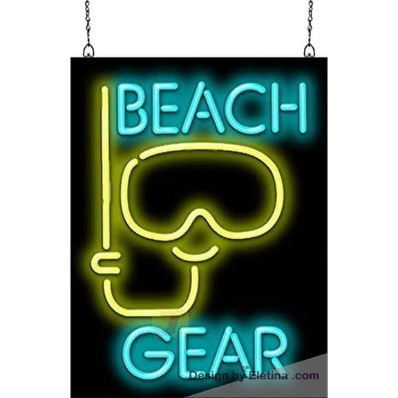 Neon Signs for Wall Decor Beach Gear With Snorkel Sign Neon Led Tubing16x20inch