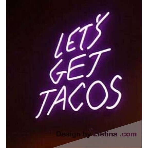 Neon Signs for Wall Decor Beer Bar Let's Get Tacos Lamp Sign inin Acrylic Bright Lighting Led Neon Tubing16x20inch